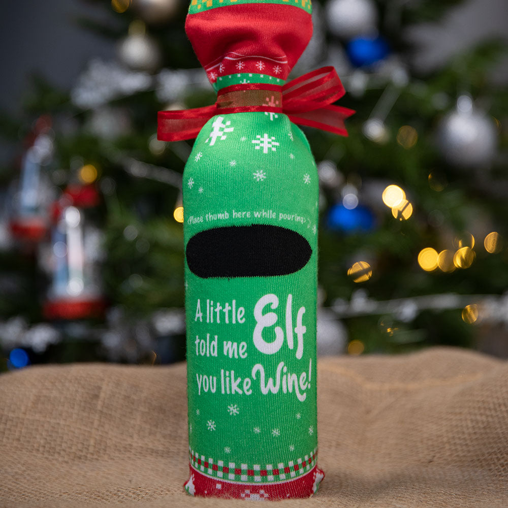 Elfie Selfie Wine Socks