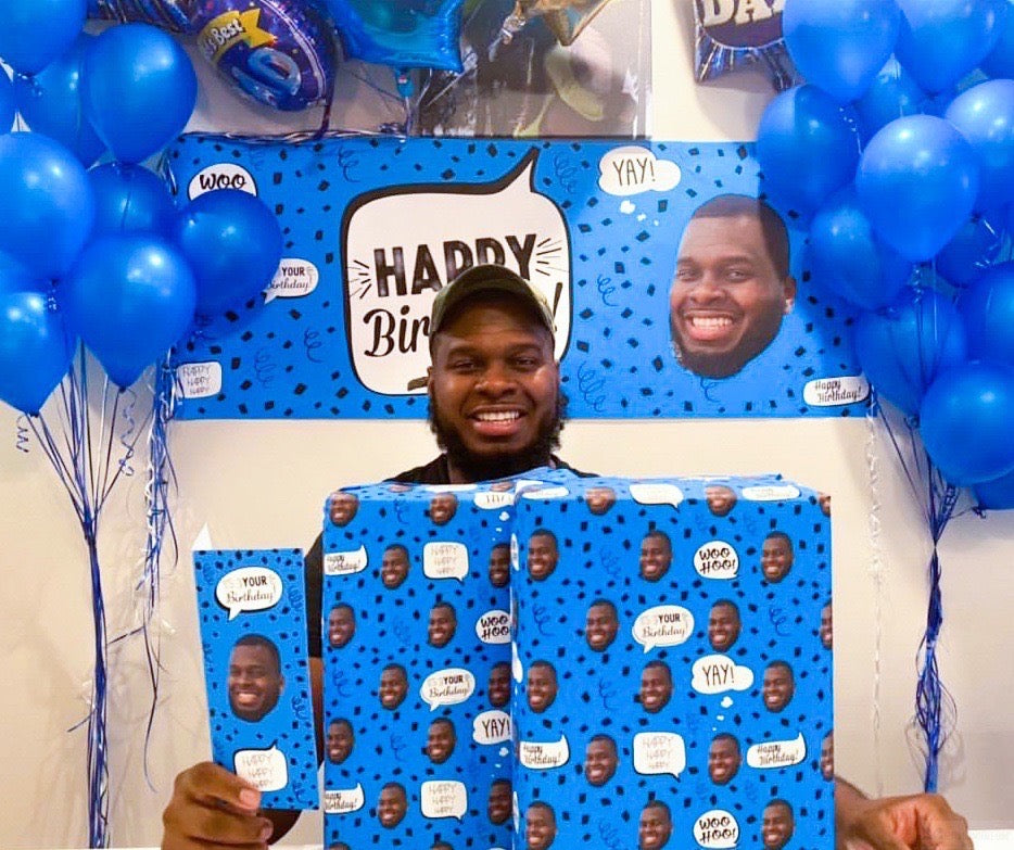 Blue Birthday Confetti Gift Wrap