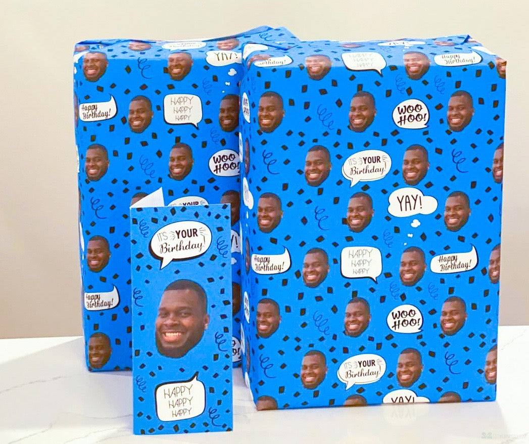 Blue Birthday Confetti Gift Wrap