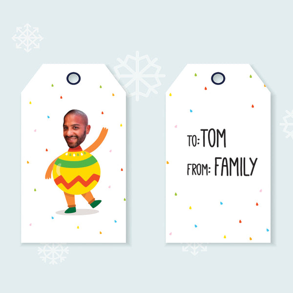 selfie ornament gift tags