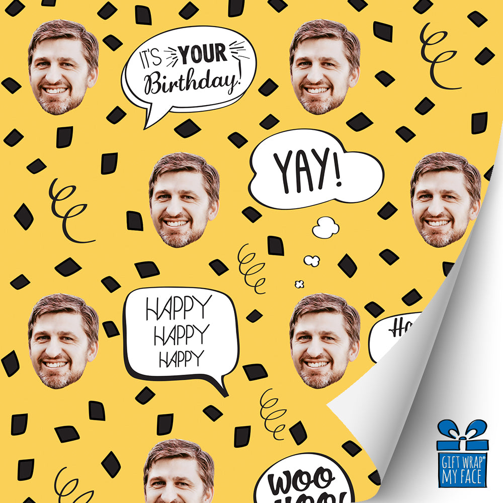 Gold Birthday Confetti Gift Wrap