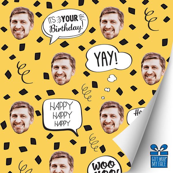 Gold Birthday Confetti Gift Wrap
