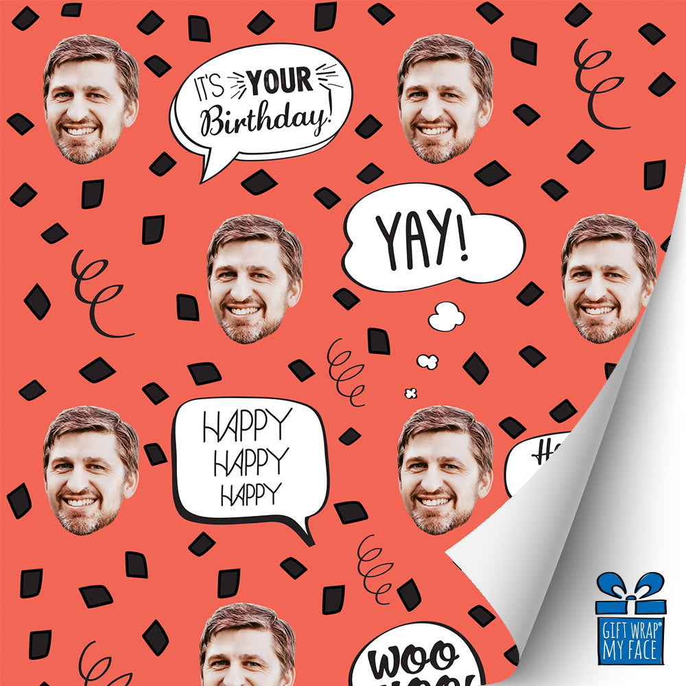 Red Birthday Confetti Gift Wrap
