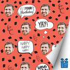 Red Birthday Confetti Gift Wrap