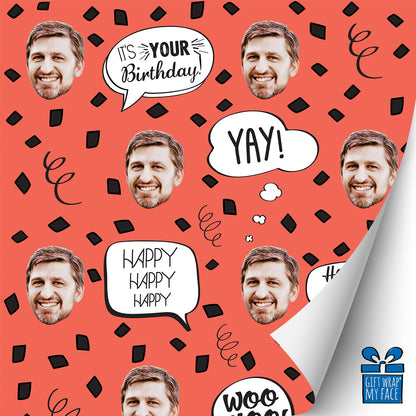 Red Birthday Confetti Gift Wrap