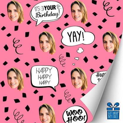 Pink Birthday Confetti Gift Wrap