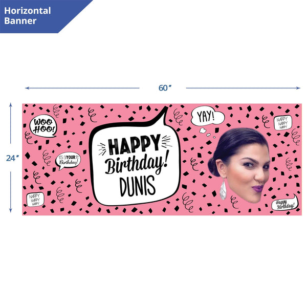pink birthday confetti banner