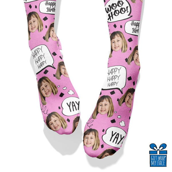 pink birthday confetti  socks