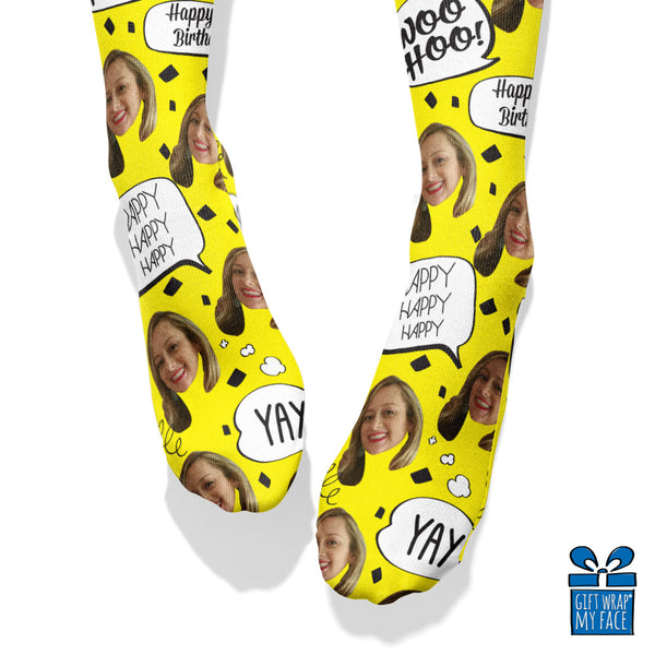 yellow birthday confetti socks