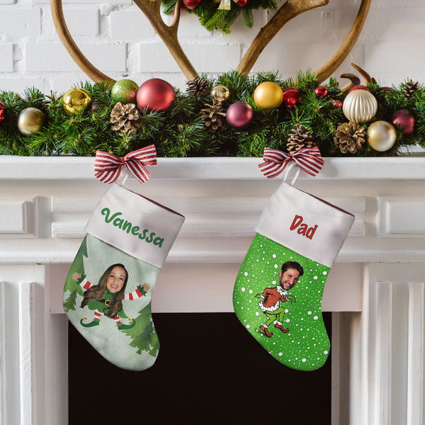 christmas tree and elf stocking
