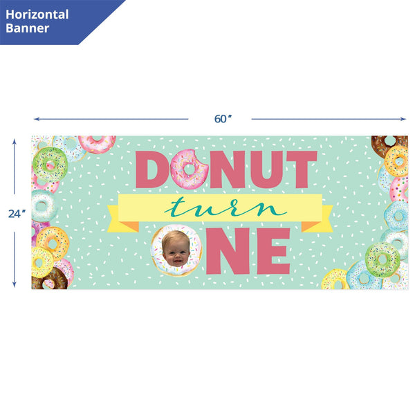 donut turn one birthday banner