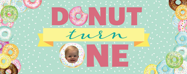 donut turn one birthday banner