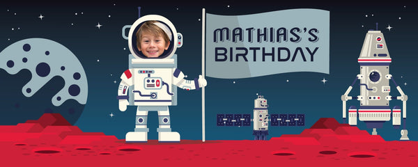space birthday banner