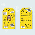 Yellow Birthday Confetti Gift Tags