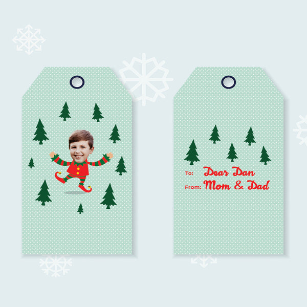red elfie selfie gift tags